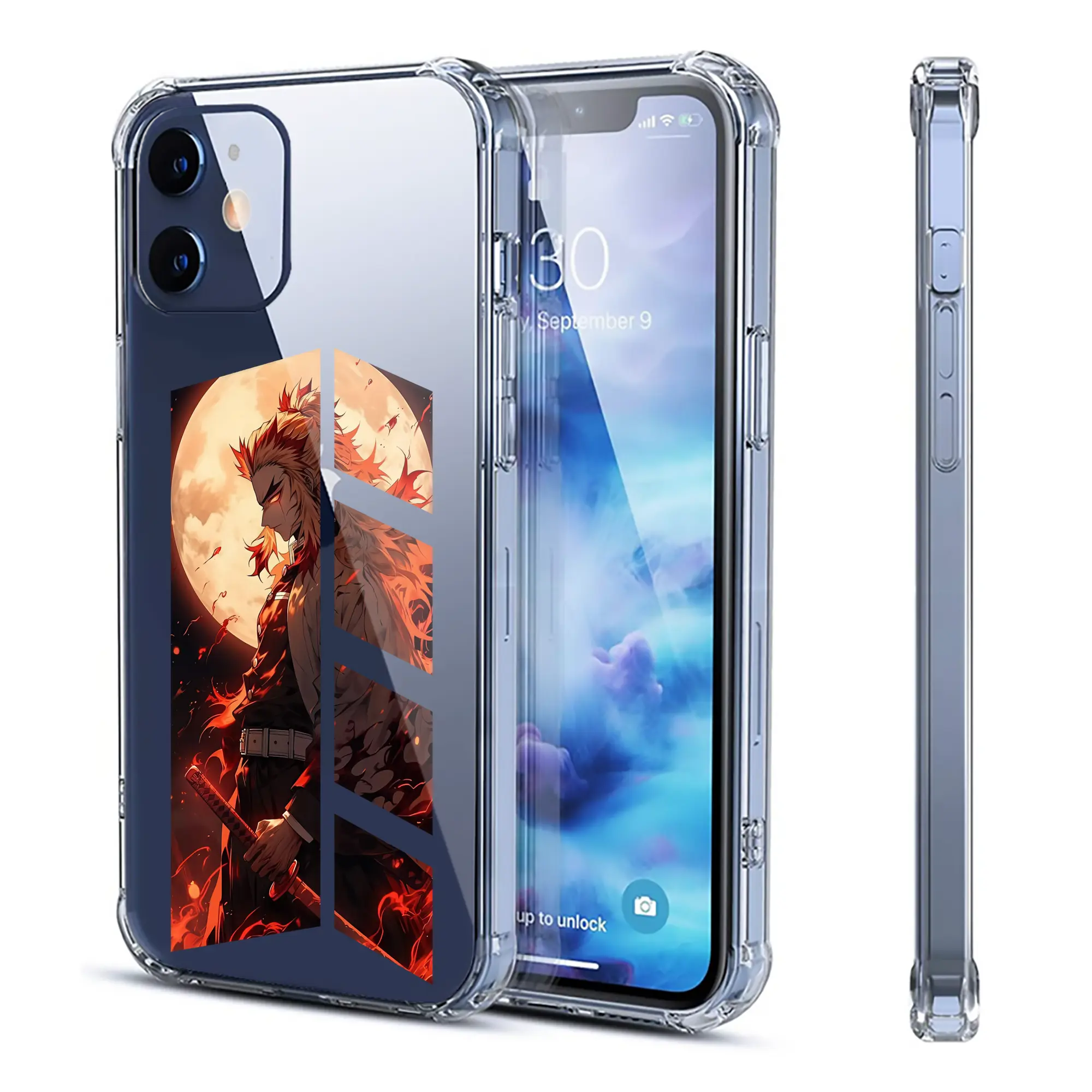 鬼滅の刃 グッズ,煉獄 杏寿郎 - IPhone 12シリーズ対応 ・ 透明スマホケース ・ クリアソフトケース ・ TPU素材 ・ 耐衝撃 ・ 高密着 ・ 防汚 防指紋 ・ 簡単着脱